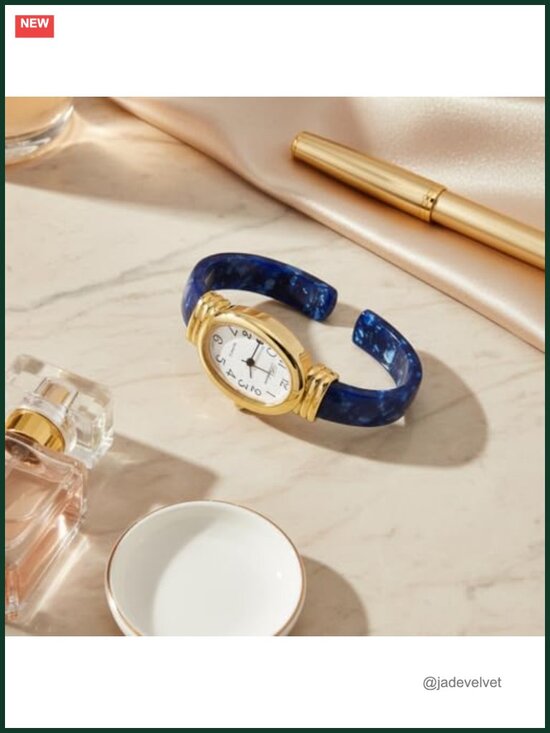 Acrylic Cuff Bangle Watch Alloy Case Analog Quartz Women\'s Bracelet
